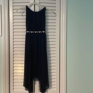 Girls navy blue asymmetrical dress brand Crystal Doll size 14